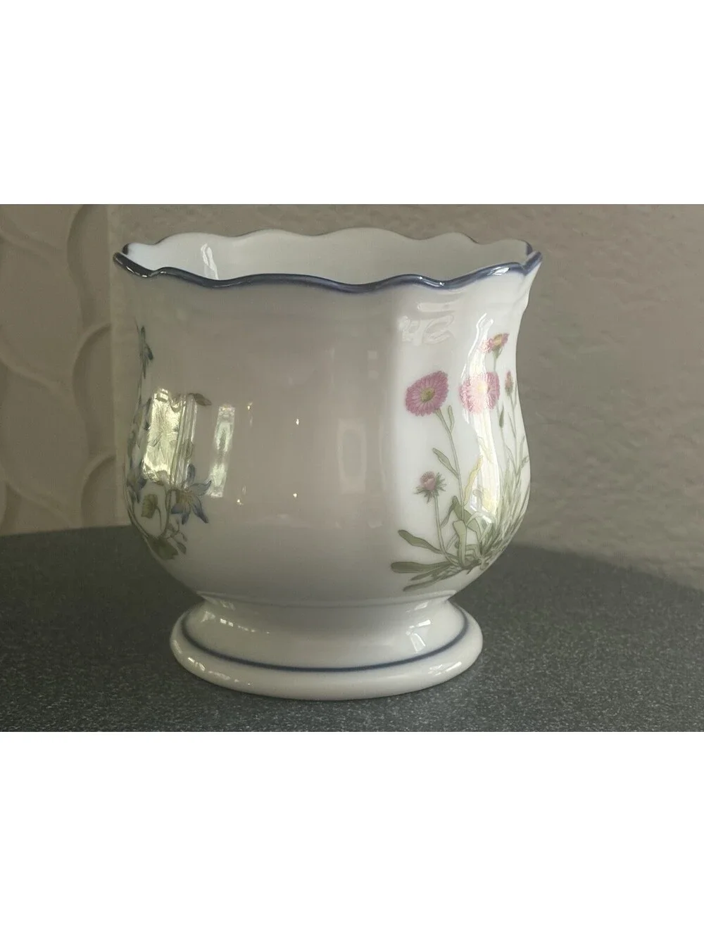 Vintage TAKAHASHI San Francisco Japanese Porcelain JARDINIERE PLANTER Wildflower